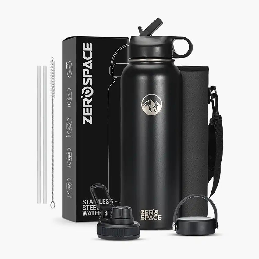Premium Vacuum Insulated Travel Water Bottle 650ml | Stainless Steel Black Bottle
