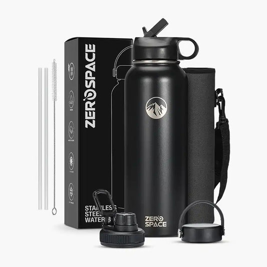 Premium Vacuum Insulated Travel Water Bottle 650ml | Stainless Steel Black Bottle